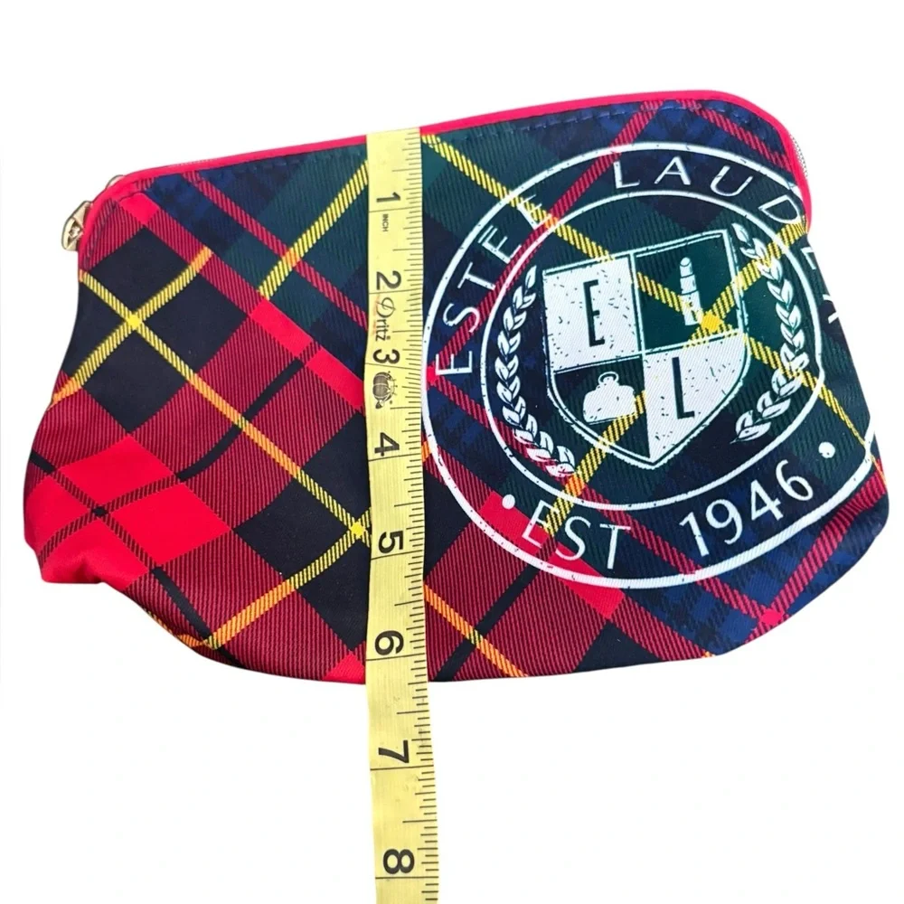 Estee‎ Lauder Tartan Plaid Nylon Makeup Cosmetic Travel Bag New Without Tags